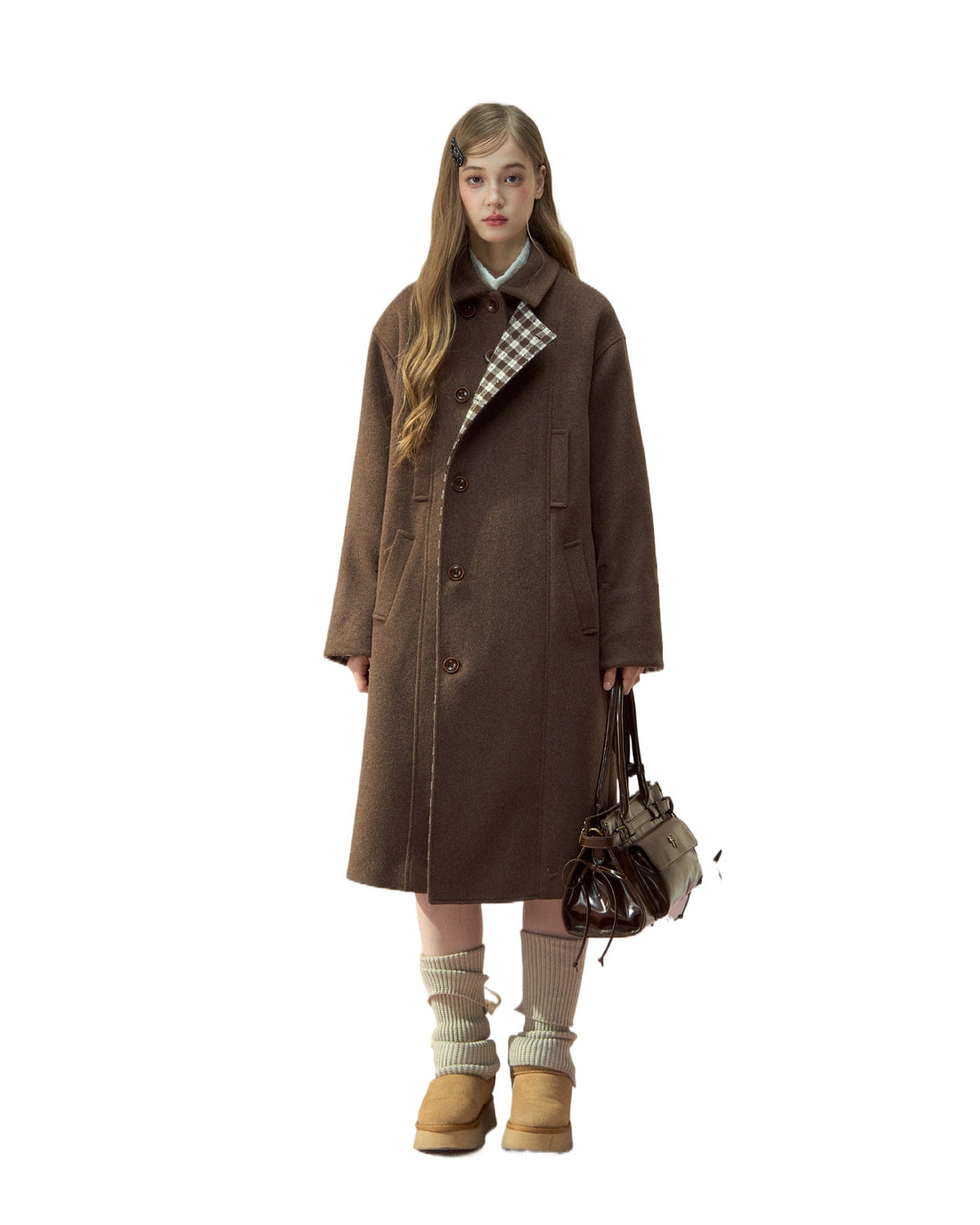 Berlin Avenue Wool Check Scarf Coat