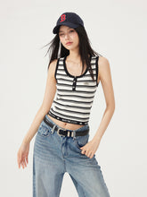 U-neck Striped Knitted Vest - CHINASQUAD