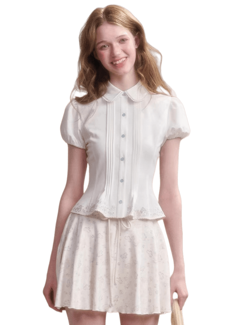 Embroidered Peter Pan Collar Blouse