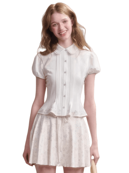 Embroidered Peter Pan Collar Blouse