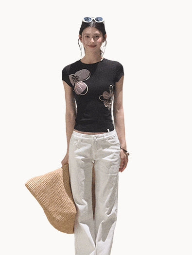 Slim-Fit Floral Print Short-Sleeve T-Shirt