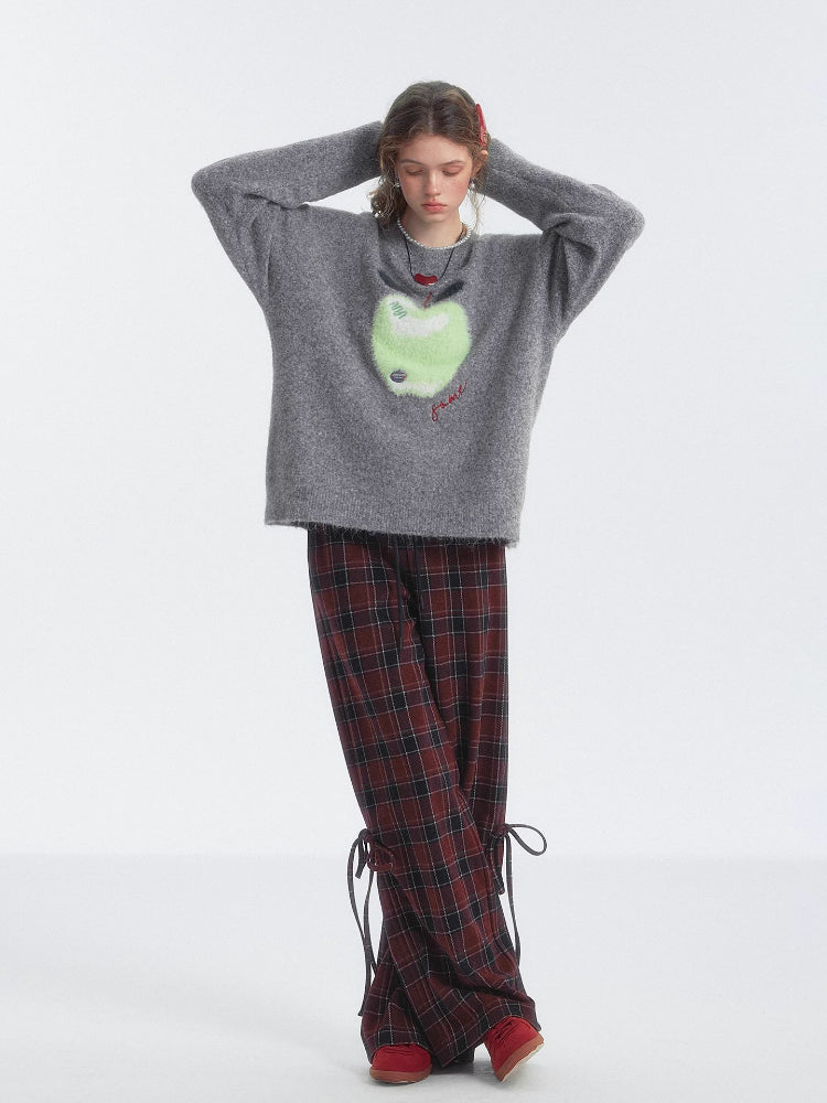 Plaid Drawstring Bowknot Pants