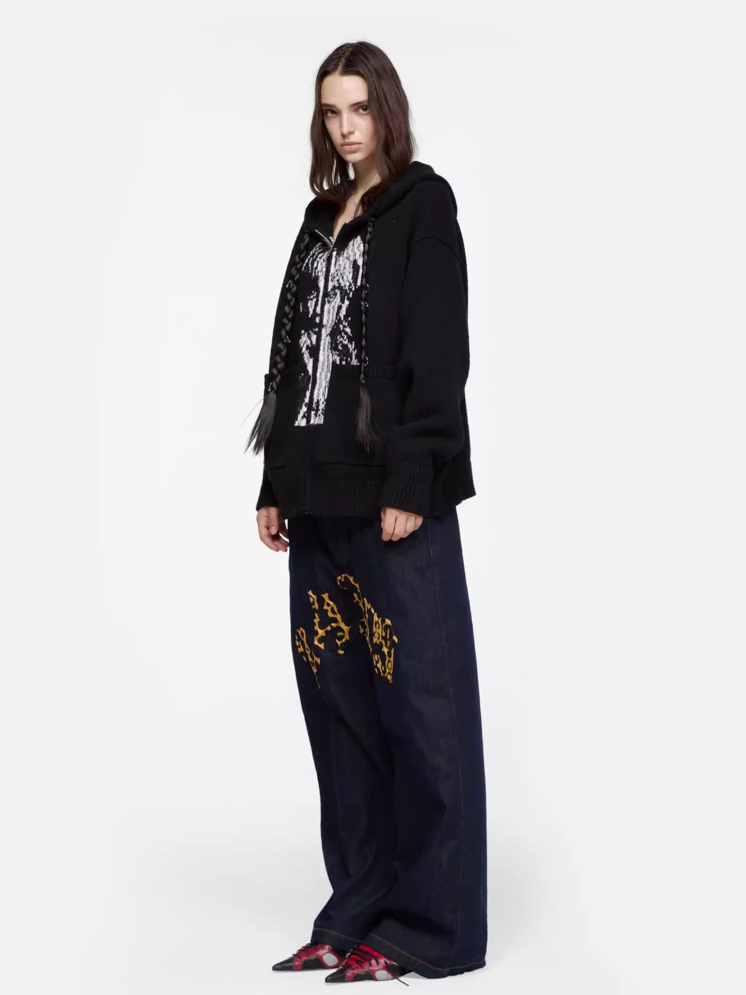 Detachable Braided-Detail Knit Sweater