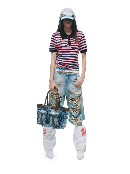 Mud-Dyed Punk Grunge Mid-Length Shorts