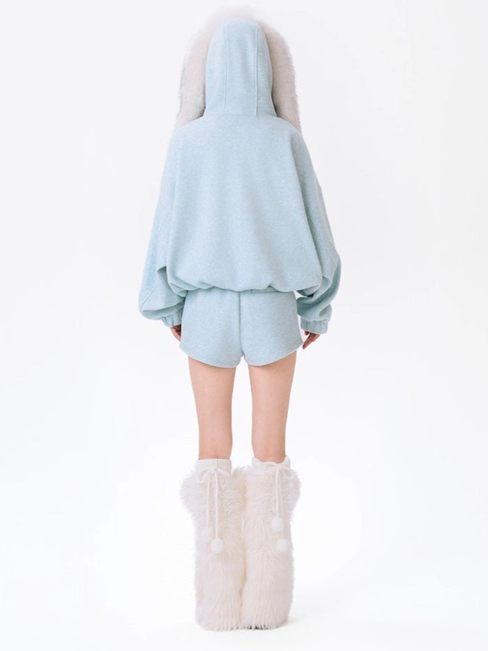 Plush Doll Fleece-Lined Straight Shorts