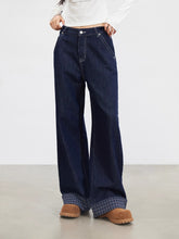 MacyMccoy Plaid Patchwork Wide-Leg Jeans - CHINASQUAD