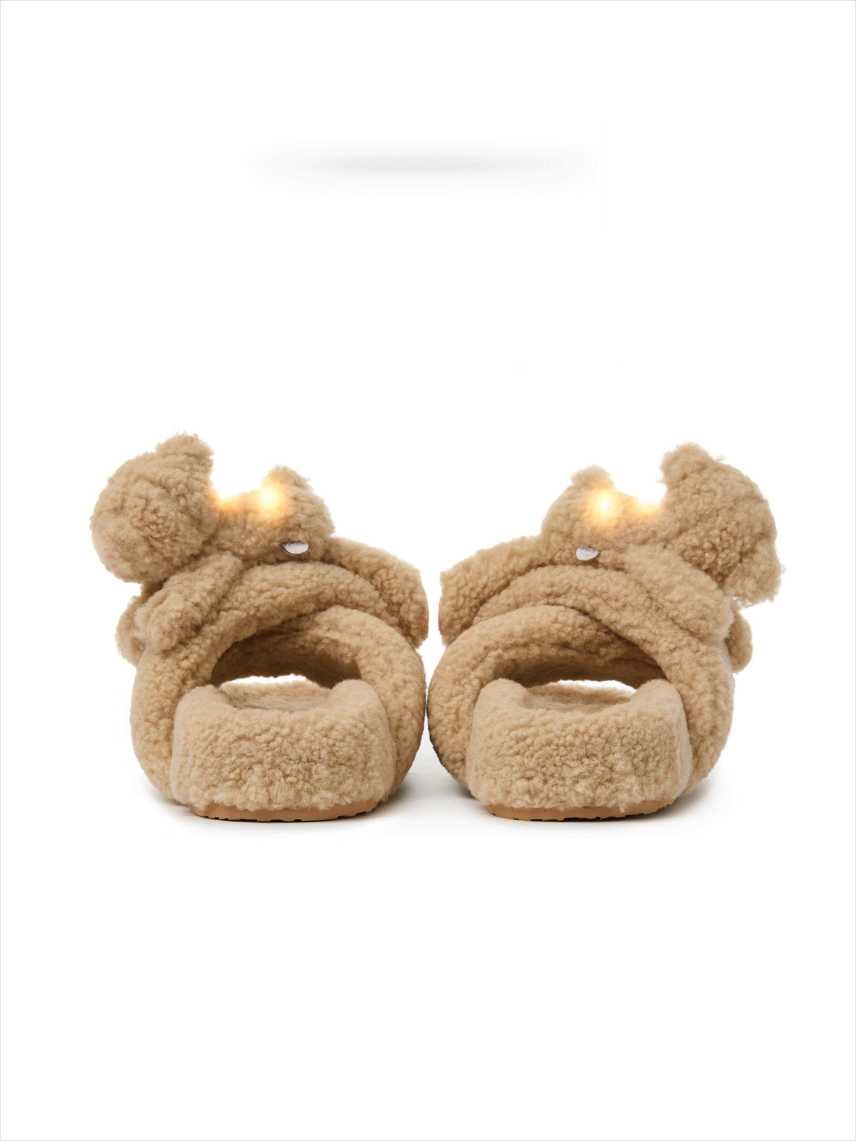 Glow Teddy Cross-Strap Platform Slippers