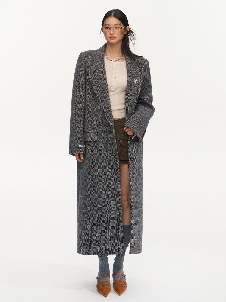 Gray Relaxed Fit Woolen Coat