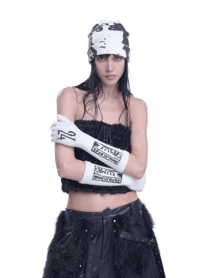 Printed Branded Knit Gloves