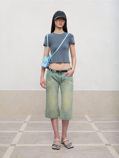 Regular-Shoulder Round Neck Short-Sleeve T-Shirt