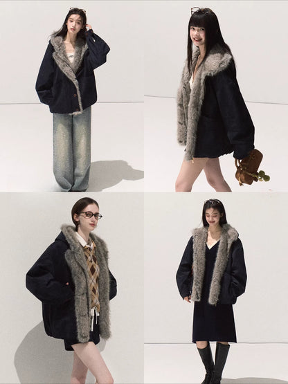 Faux Fur Collar Hooded Puffer Jacket