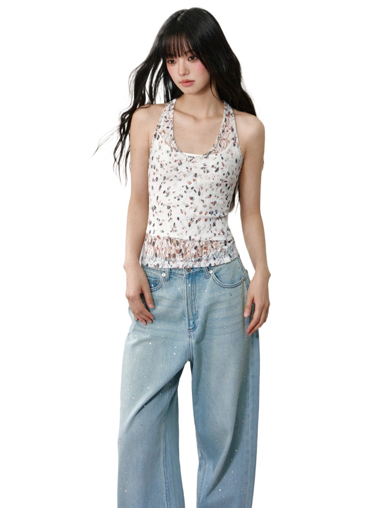 Two-piece Floral Lace Paneled Camisole
