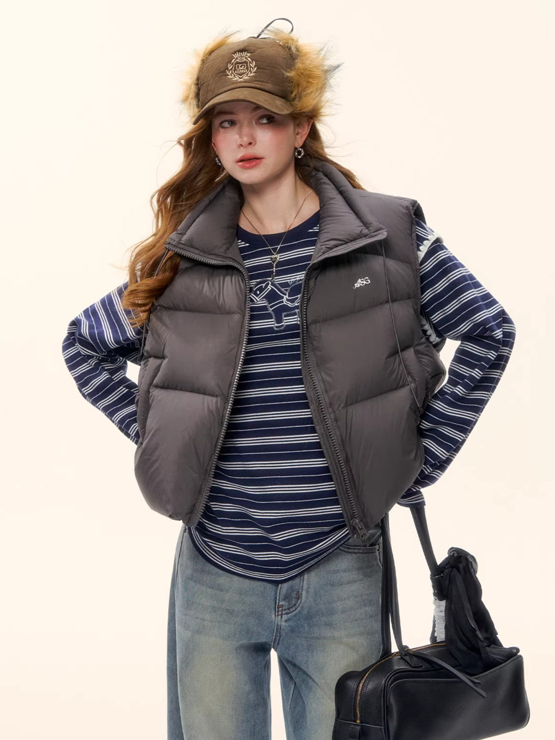 White Duck Down Puffer Stand-Collar Vest