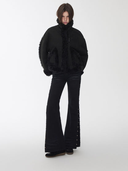 Shearling Reversible Suede Short Jacket