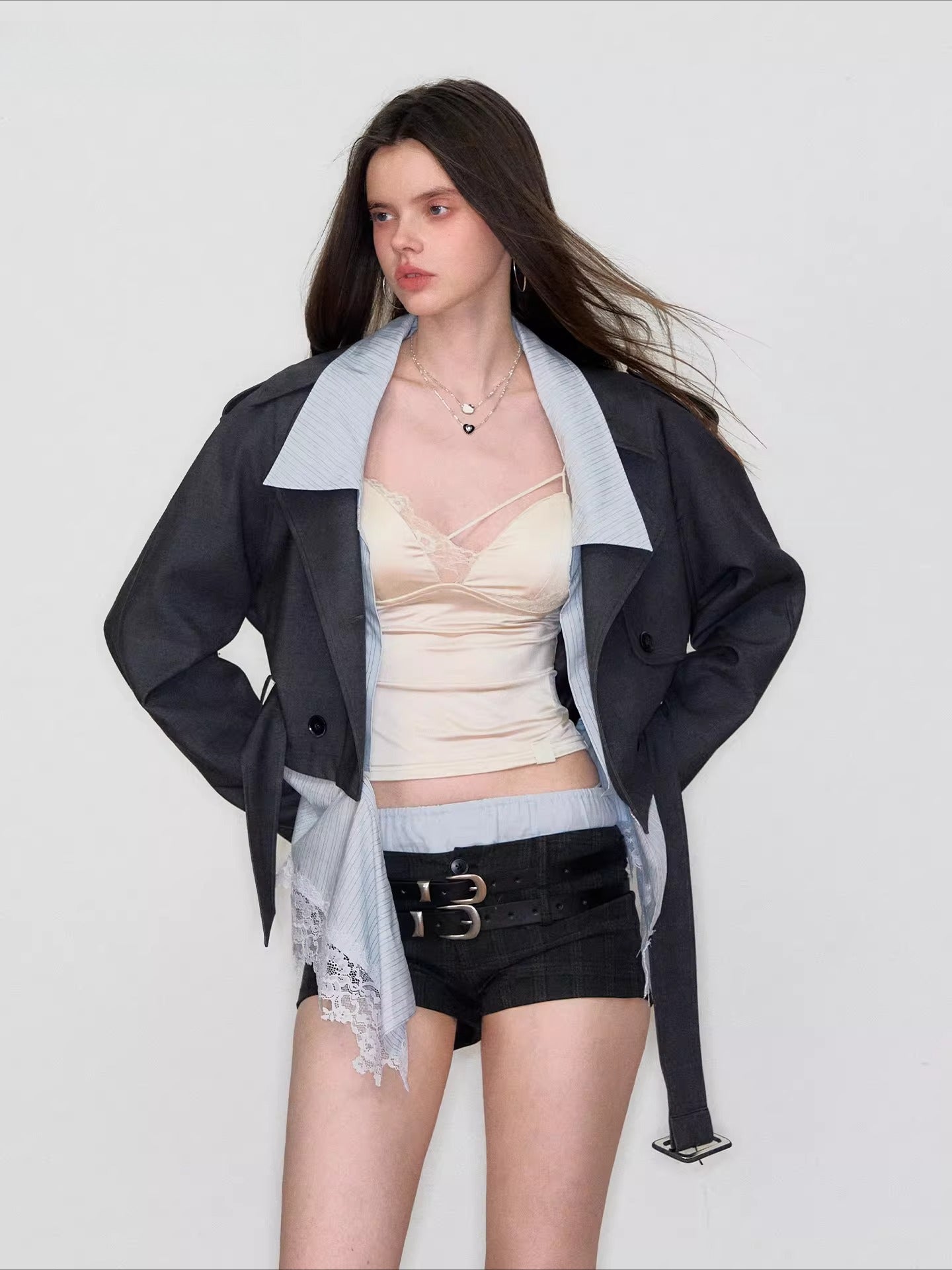 Detachable Faux Layered Blazer Jacket