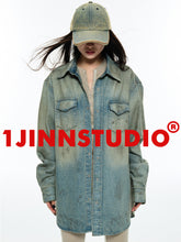 Blue Oversized Shirt Denim Shirt - CHINASQUAD