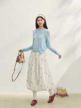 White Heavy-duty Floral Embroidered Midi Skirt Set - CHINASQUAD
