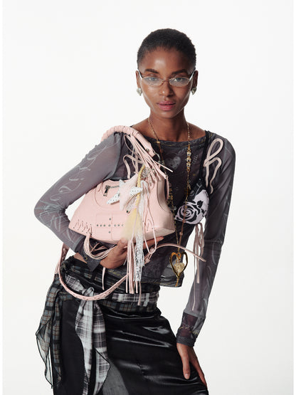 Contrast Star Heart Braided Bag - hanging Necklace