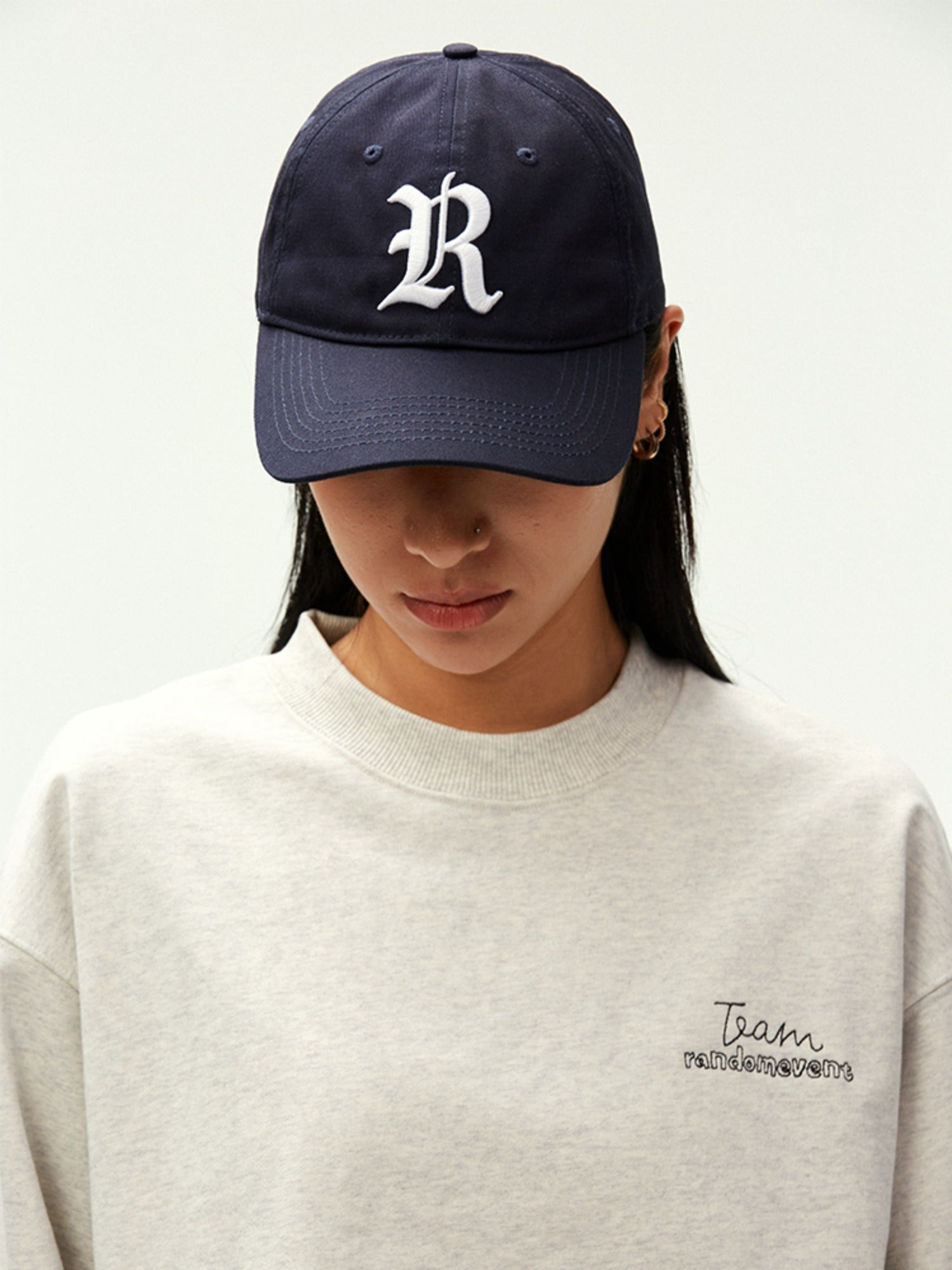 Retro R Embroidered Curved Brim Baseball Cap