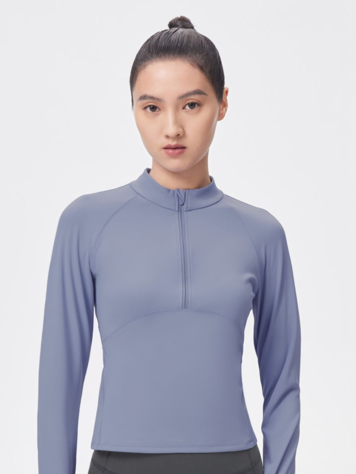 Quick-dry Half-zip Sport Long Sleeve T-shirt