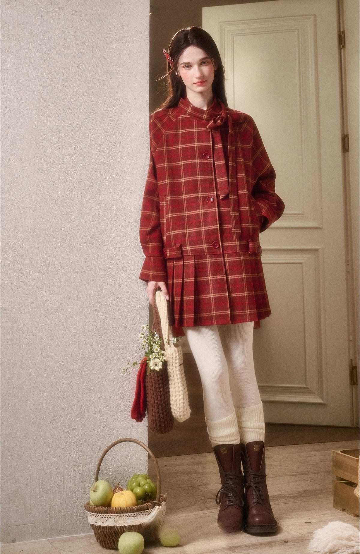 Cosagach Plaid Wool Coat