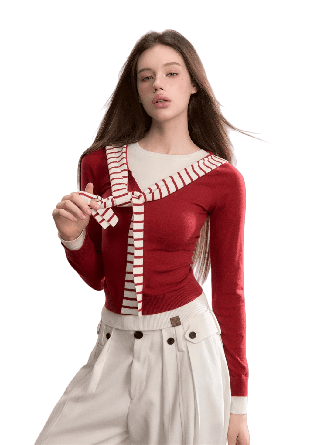 Contrast Hooded Layered Knit Turtleneck