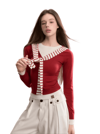 Contrast Hooded Layered Knit Turtleneck