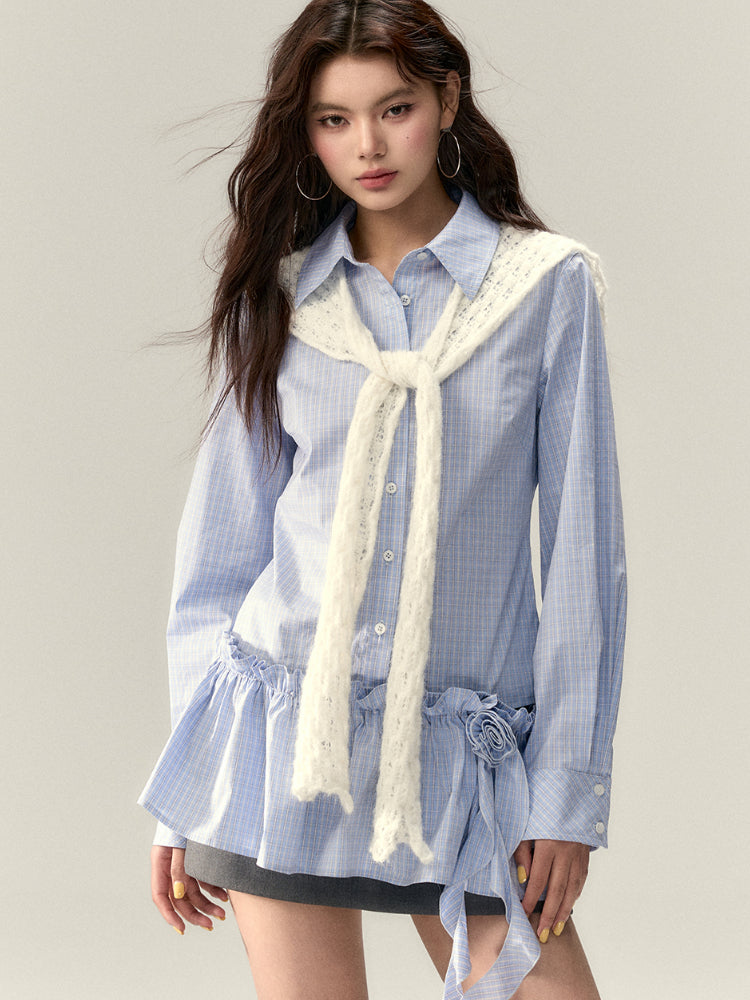 Removable Brooch Shirt Dress