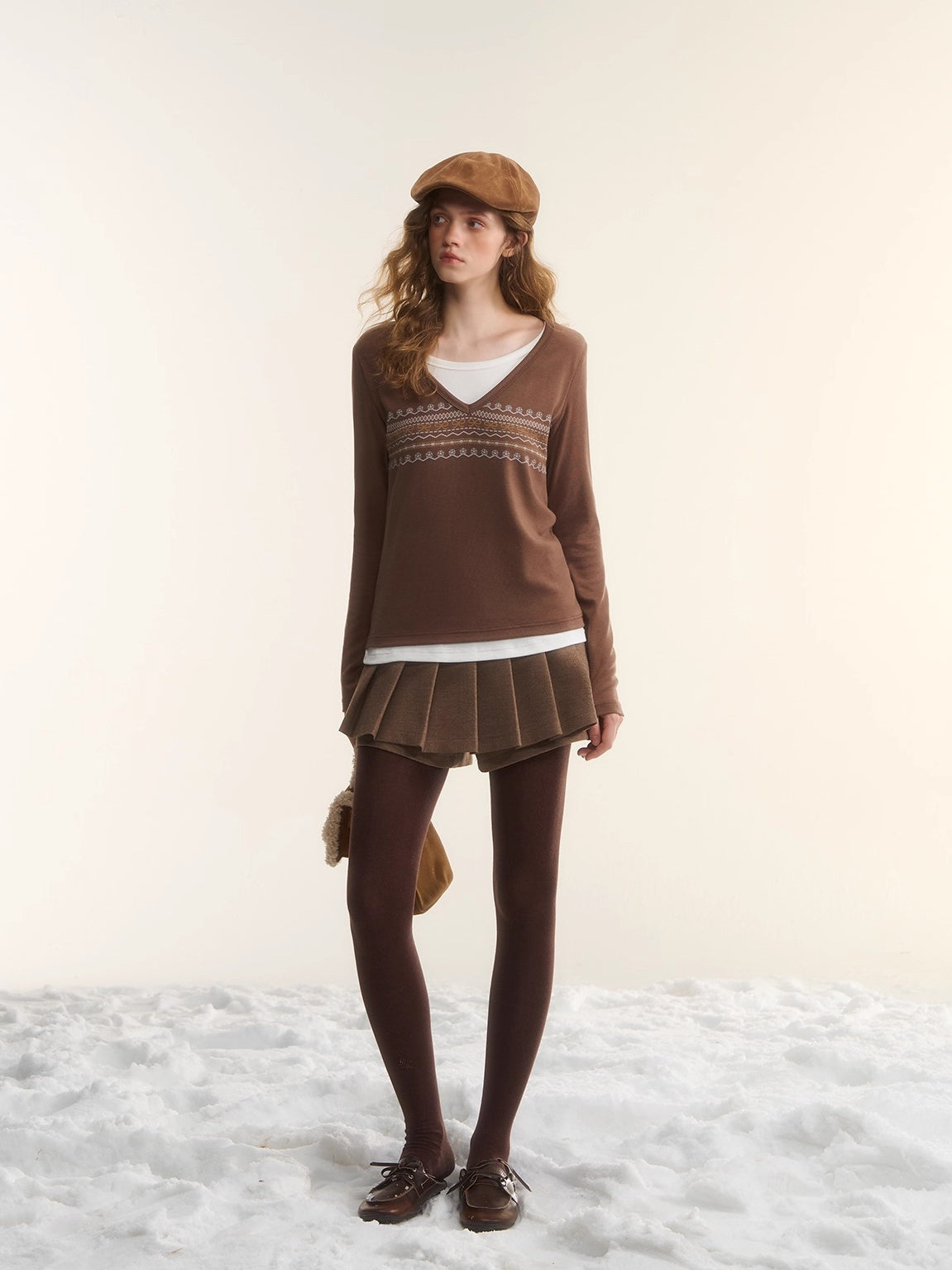 Contrast-Layered Long-Sleeve Tee