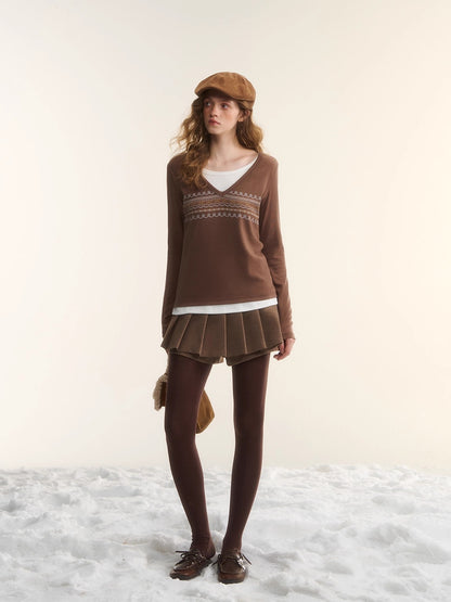 Contrast-Layered Long-Sleeve Tee