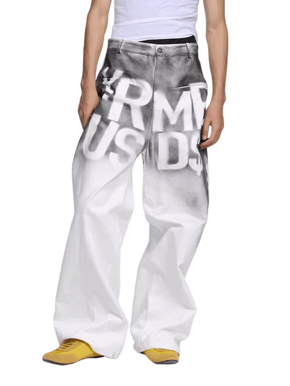 Hand-Spray Graphic Denim Jeans