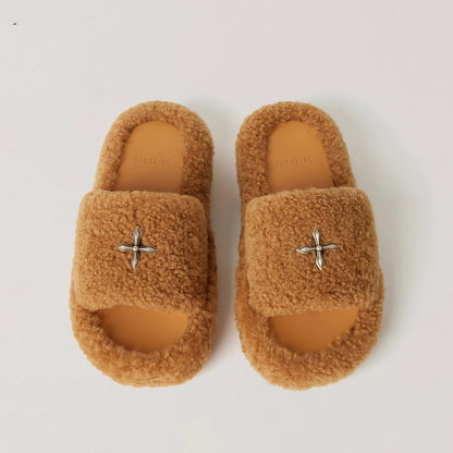 SMFK Fuzzy Platform Black Edition Slide Sandals