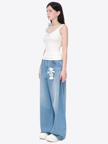 Gemstone-Collar Fitted Cropped Camisole