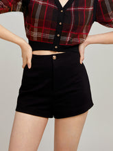 Black High-Waisted Casual Shorts - CHINASQUAD