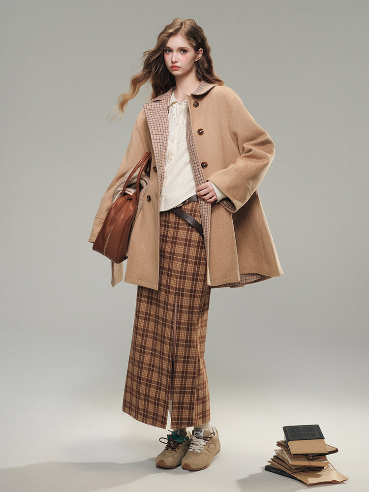 High-Wool Content Brown Coat