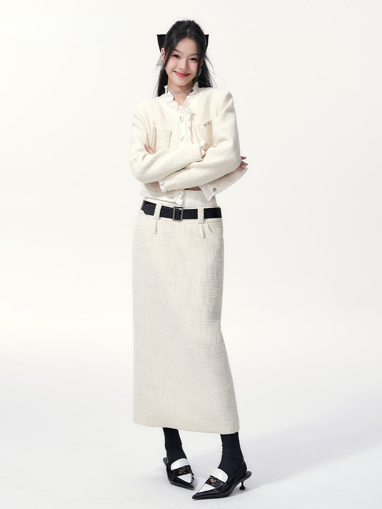 Off-white Vintage Wool Jacket &amp; Skirt Set