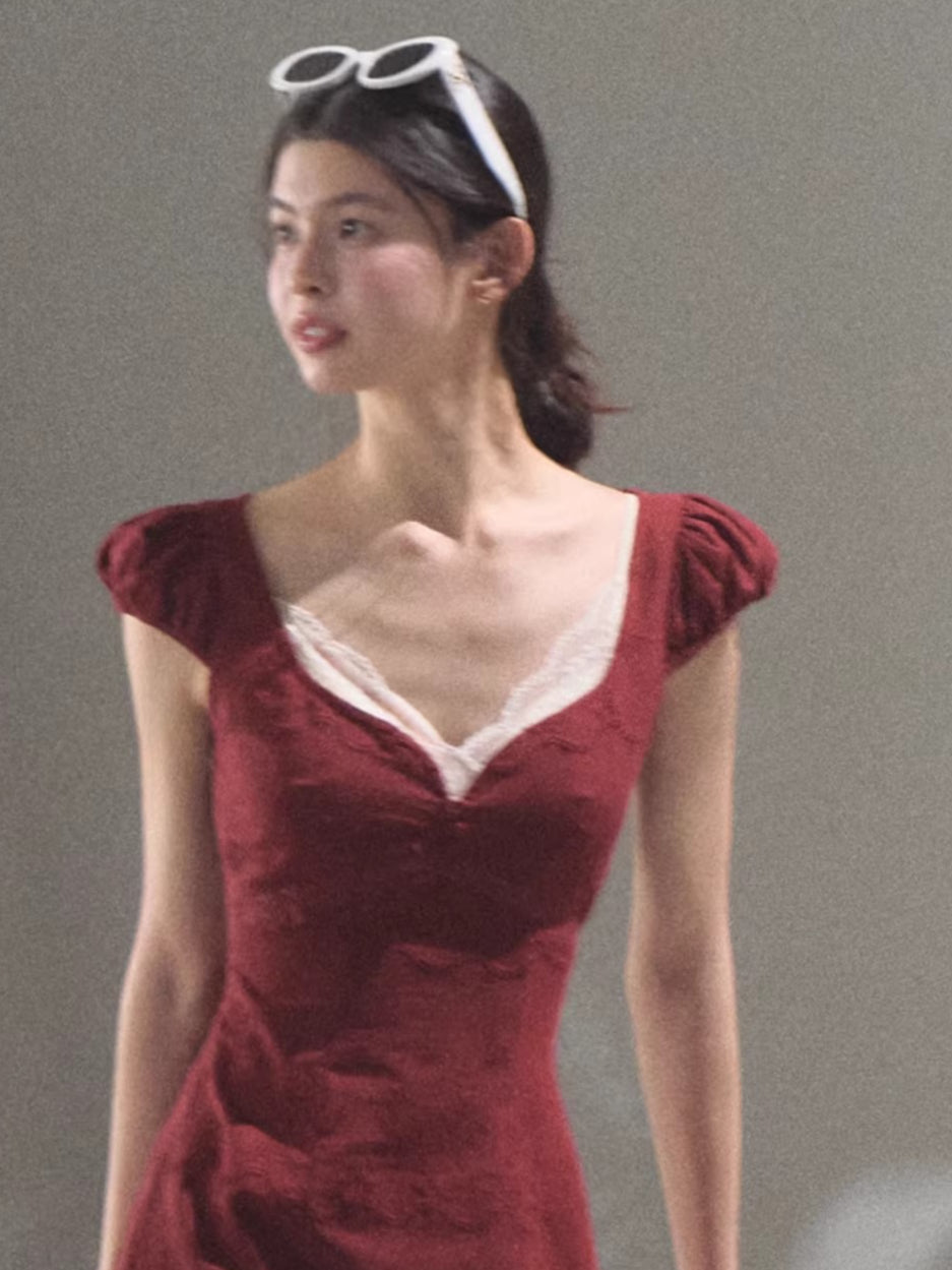 Cotton Bohemian Sash-Red Resort Tea Dress