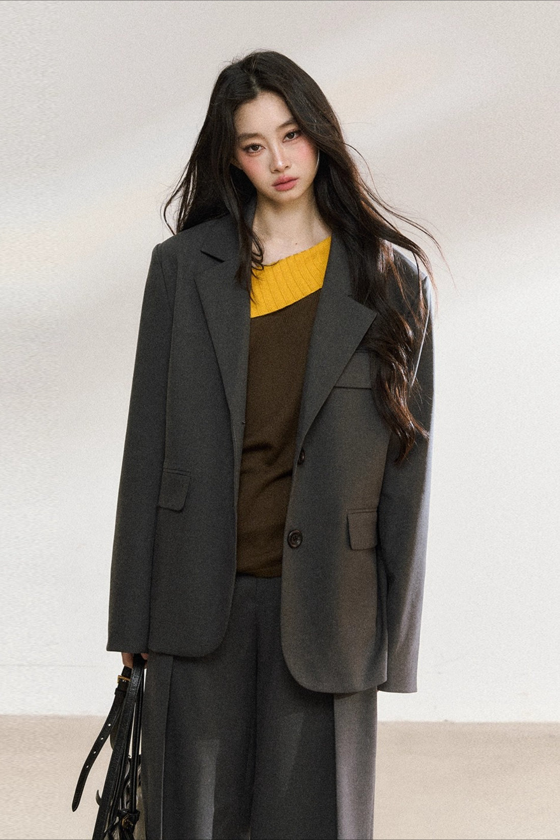 Charcoal Tailored Oversized Blazer