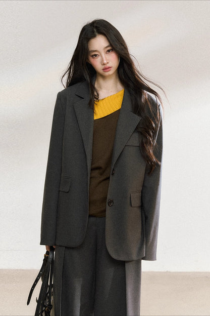 Charcoal Tailored Oversized Blazer