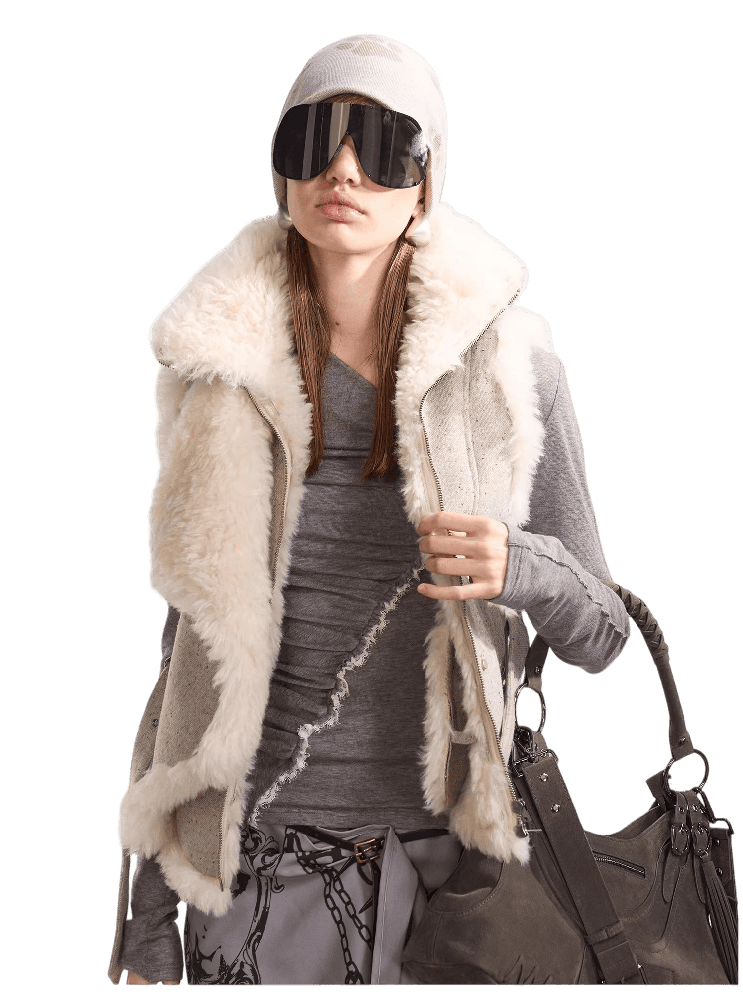 Vintage Shearling Wool-Blend Collared Vest