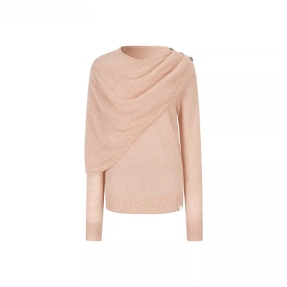 Shawl-Collar Relaxed Wool Knit Sweater