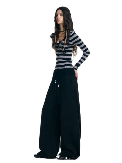 Fleece-Lined Scimitar Wide-Leg Sweatpants