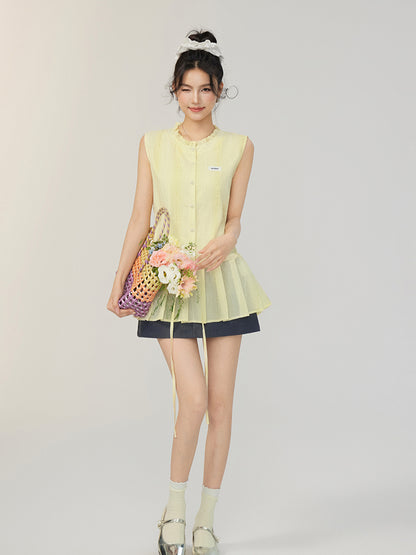Lace-Up Waist Blouse
