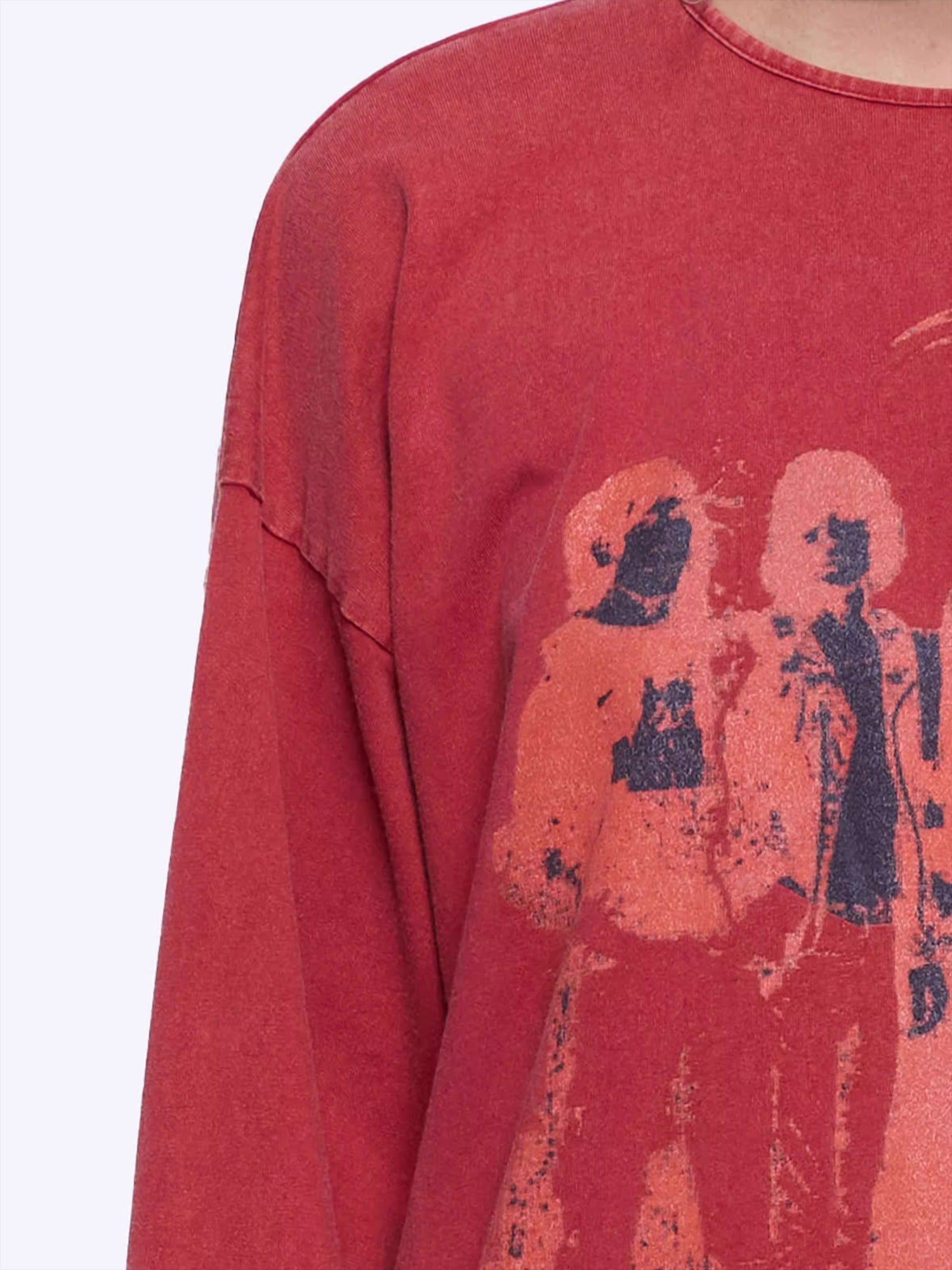 Washed Portrait Print Long Sleeve T-Shirt