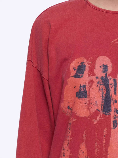 Washed Portrait Print Long Sleeve T-Shirt