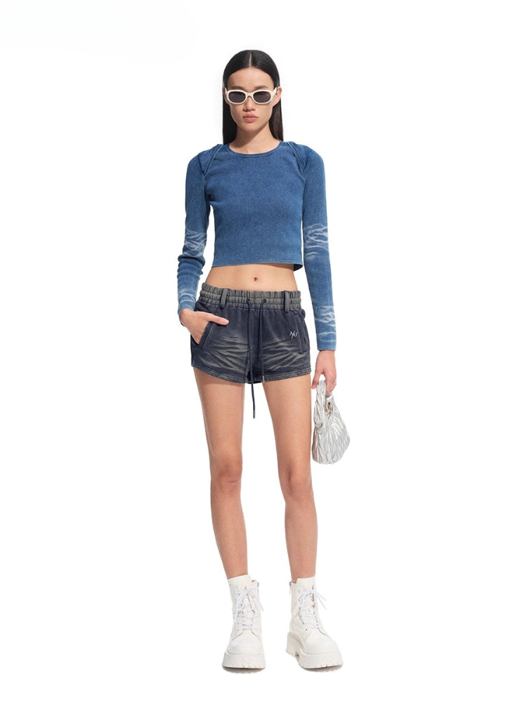 &quot;Feria Series&quot; Volcano Distressed Hand-Sanded Whisker Shorts - CHINASQUAD