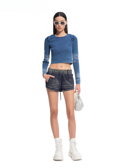 &quot;Feria Series&quot; Volcano Distressed Hand-Sanded Whisker Shorts - CHINASQUAD