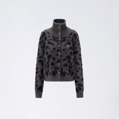 Leopard Mink-Plush Knit Sweater