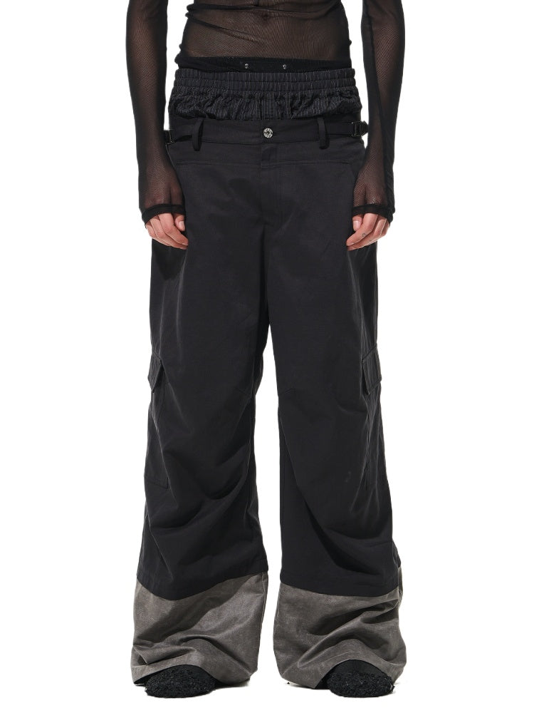 Triple-Layered Color-Block Cargo Pants