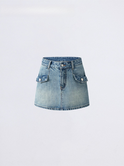 High-Waist Denim Skirt